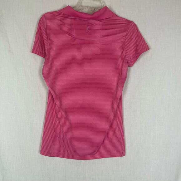 Lopez Desert Dry Pink Quarter Zip Striped Light Weight Collared Womens Golf Polo - Picture 2 of 5